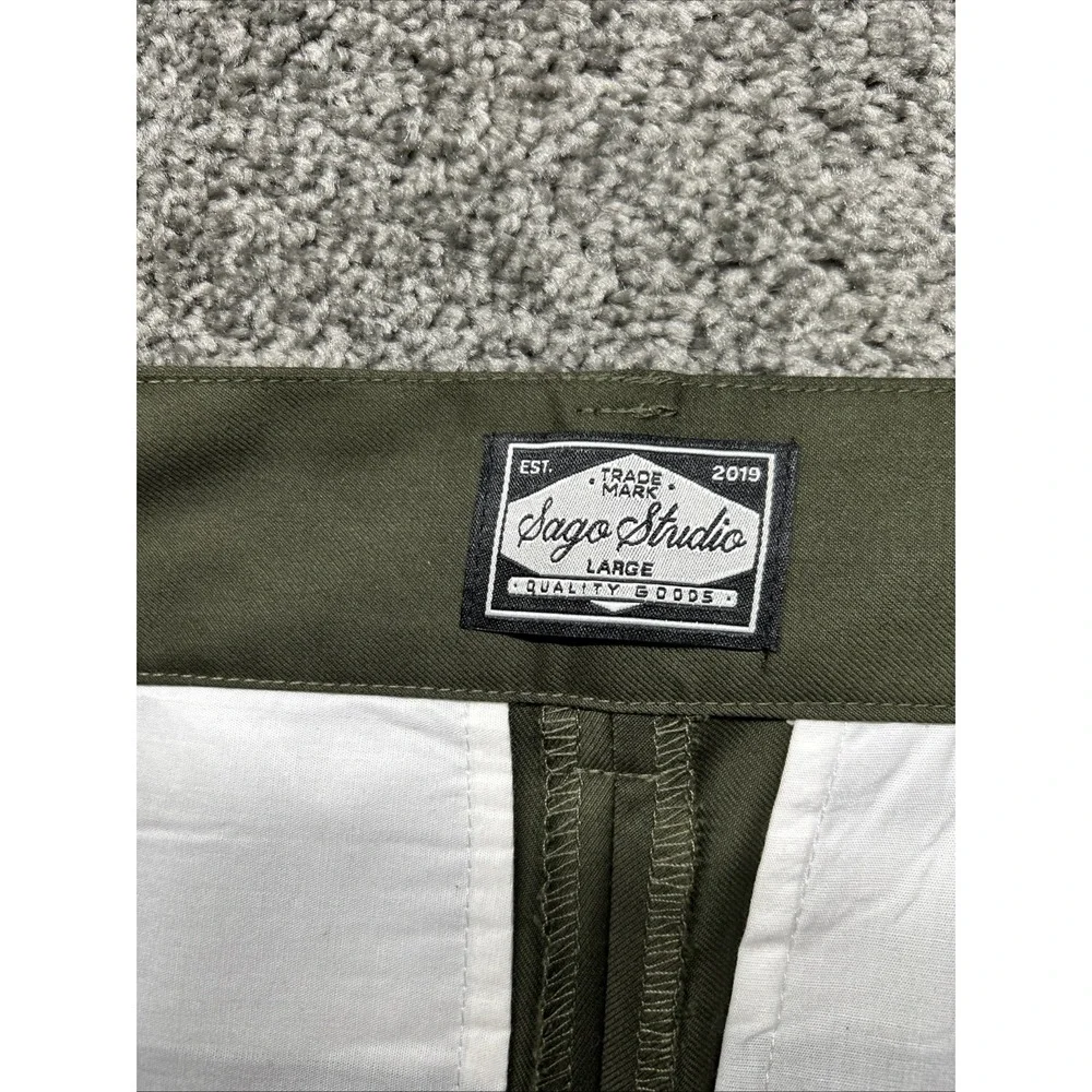Sago Studio Elenor Pants Mens 33x29 Olive Green Embroidered Dress Pants